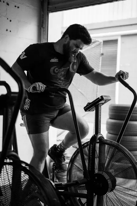 Jonathan Raphael on the assault bike